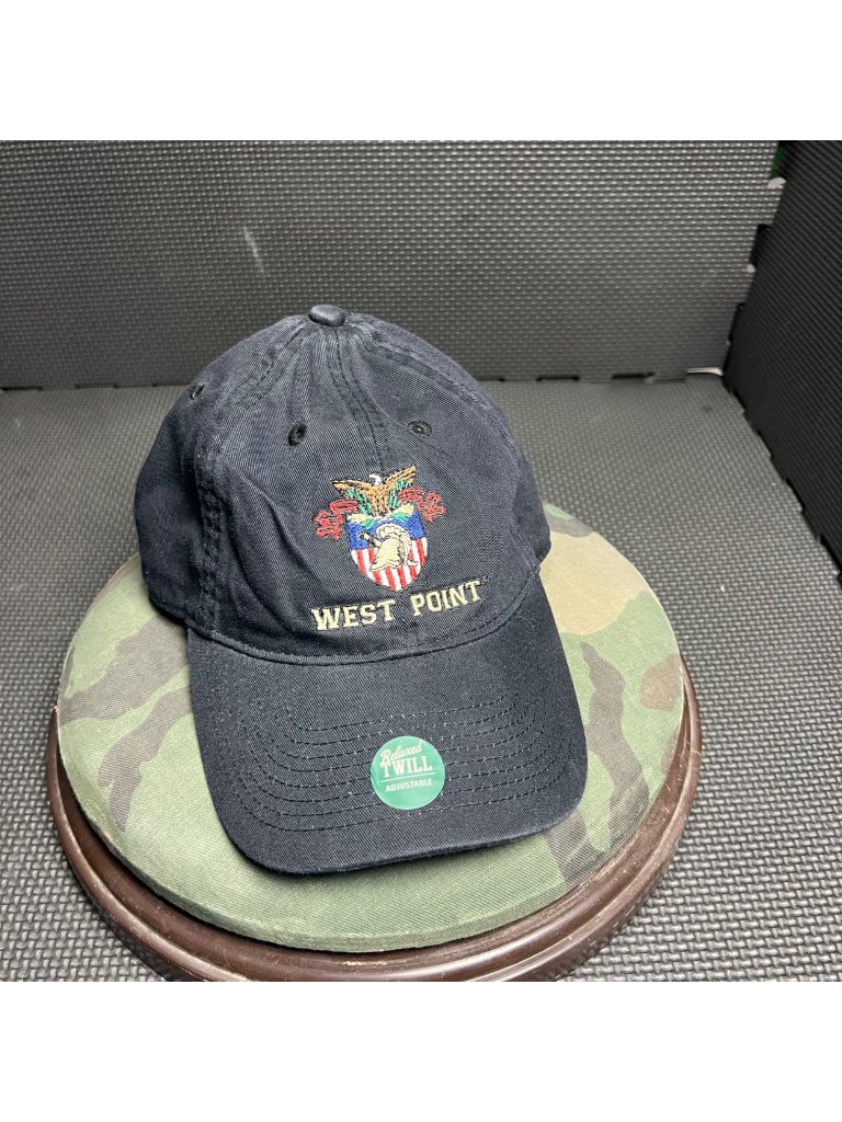 West Point Legacy Adjustable Hat Black Embroidered Crest Est. 1802 Relaxed Twill
